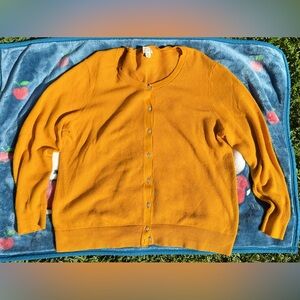 Yellow Button-Up Cardigan Sweater